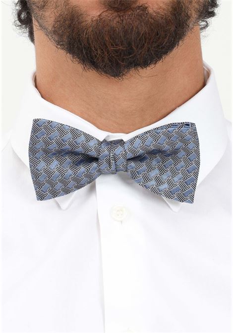 Light blue silk bow tie for men with micro monogram L LANVIN | 2156/1P.