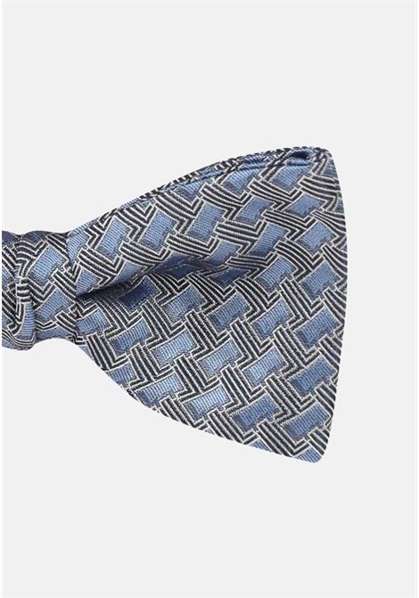 Light blue silk bow tie for men with micro monogram L LANVIN | 2156/1P.