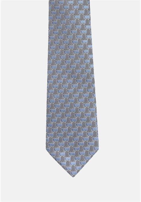 Cravatta azzurra da uomo in seta con micro monogramma L LANVIN | 2156/2C.