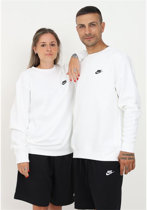 White Nike Sportswear Club Fleece crewneck sweatshirt for men and women NIKE | BV2662100