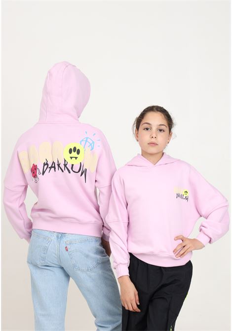 Felpa con cappuccio rosa per donna e bambina con maxi stampa logo BARROW | F4BKJGHS143BW014