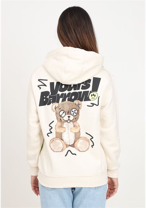 Beige hooded sweatshirt for women and girls with maxi bear print BARROW | F4BKJUHS06013