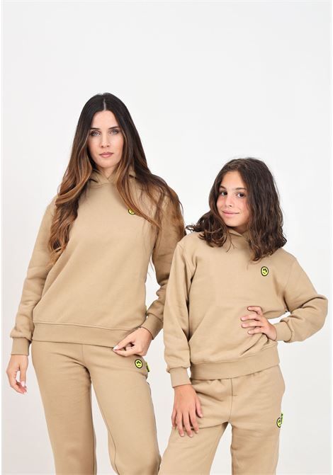 Felpa con cappuccio beige per donna e bambina rifinita da patch logo BARROW | F4BKJUHS130BW016