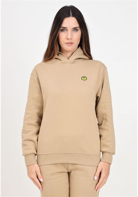 Felpa con cappuccio beige per donna e bambina rifinita da patch logo BARROW | F4BKJUHS130BW016