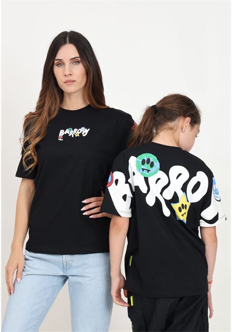 Black short-sleeved T-shirt for women and girls with maxi logo print BARROW | F4BKJUTH070110