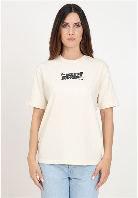 T-shirt a manica corta beige per donna e bambina con maxi stampa logo e orsetto BARROW | F4BKJUTH07113