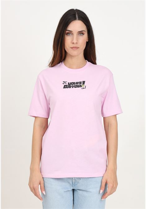 Pink short-sleeved T-shirt for women and girls with maxi logo and teddy bear print BARROW | F4BKJUTH071BW014