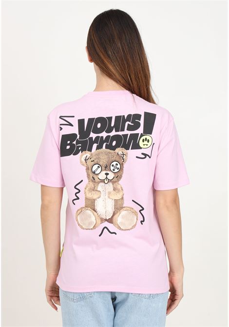 T-shirt a manica corta rosa per donna e bambina con maxi stampa logo e orsetto BARROW | F4BKJUTH071BW014