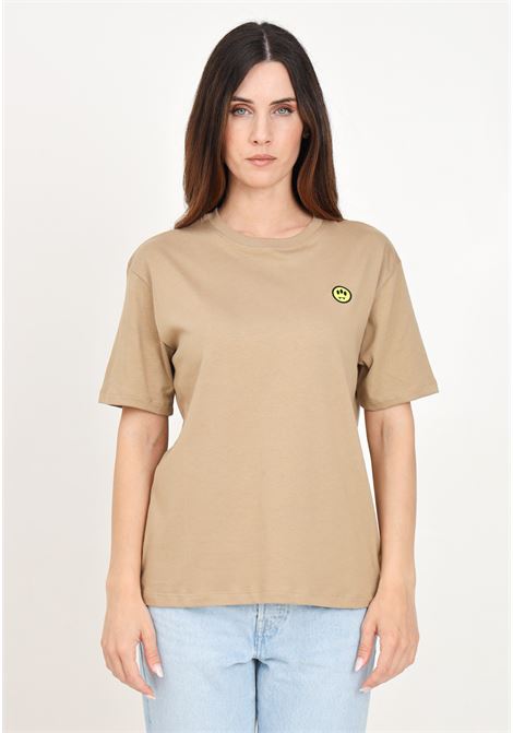 Brown short-sleeved T-shirt for women and girls with logo print BARROW | F4BKJUTH132BW016