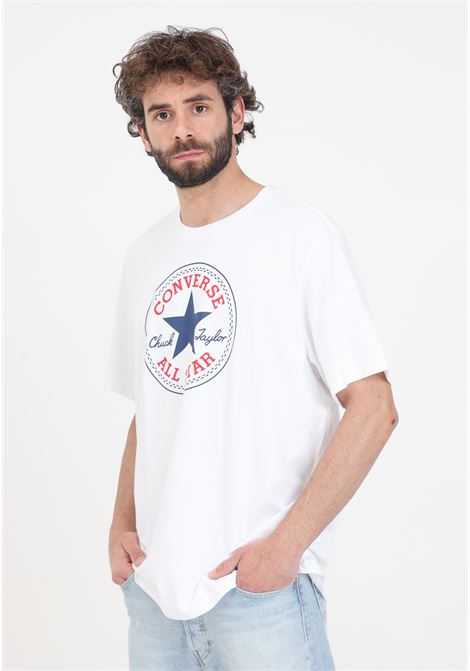 White t-shirt with front logo for men CONVERSE | 10025459-A03.