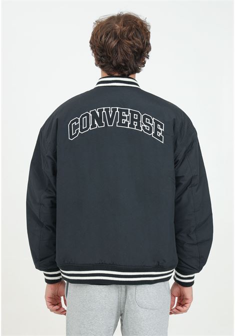 Bomber nero da uomo con grafica Varsity CONVERSE | 10026976-A01.