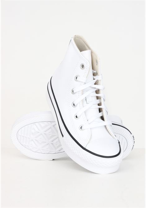 Sneakers Chuck Taylor All Star Platform Leather bianche per bambino e bambina CONVERSE | A01016C.