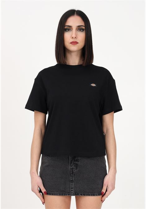 T-shirt casual nera da donna con patch logo DIckies | DK0A4Y8LBLK1.