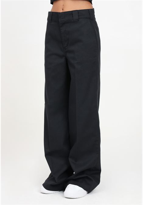 Black women's flared trousers with logo label on the back DIckies | DK0A4YSEBLK1.