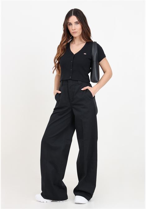 Black women's flared trousers with logo label on the back DIckies | DK0A4YSEBLK1.