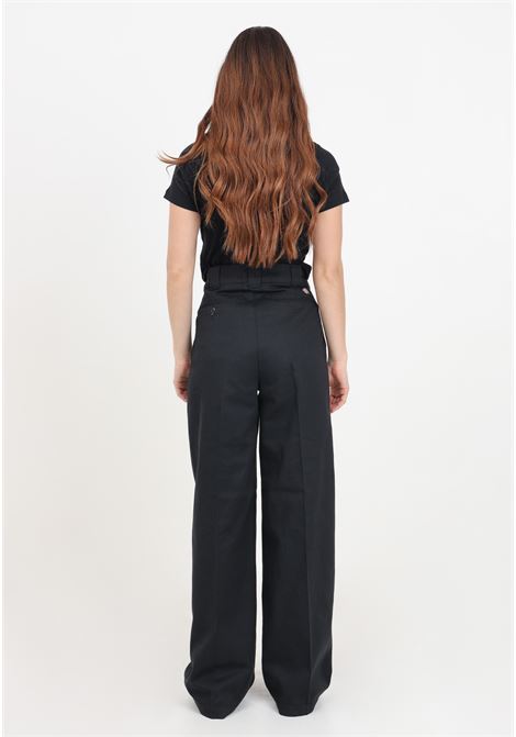 Black women's flared trousers with logo label on the back DIckies | DK0A4YSEBLK1.