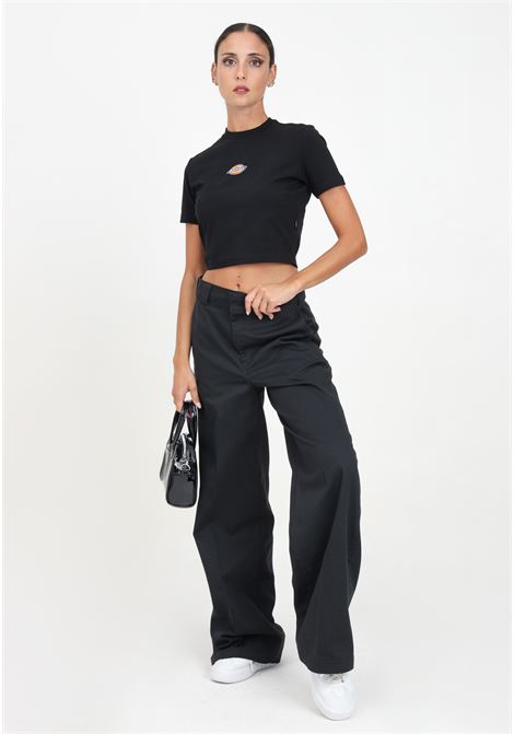 Black women's flared trousers with logo label on the back DIckies | DK0A4YSEBLK1.