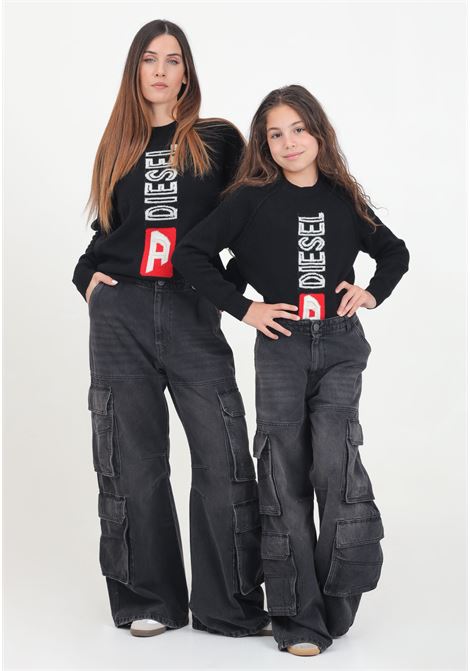 Jeans cargo nero per donna e bambina DIESEL | J01725KXBMMK02