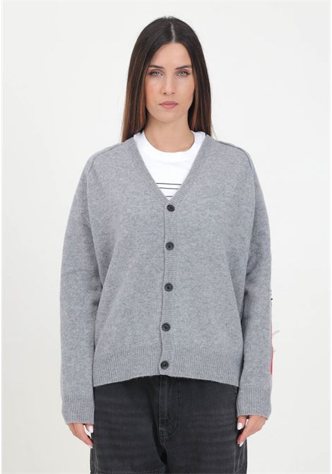 Gray wool cardigan for women and girls with logo inlay DIESEL | J020730EKASK963