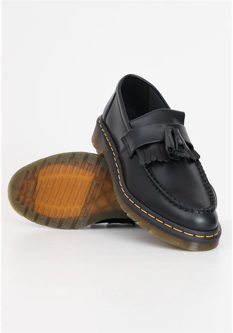 Black men's loafers with yellow stitching, Adrian model, smooth leather DR.MARTENS | 22209001.