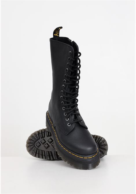 Black women's boots, high profile, yellow stitching, Pisa leather DR.MARTENS | 31426001.