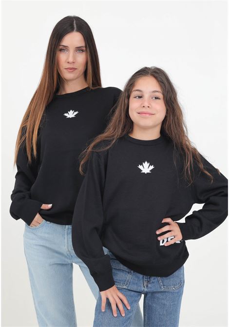 Black crew-neck sweater for women and girls with jacquard logo DSQUARED | DQ2453D003FDQ900