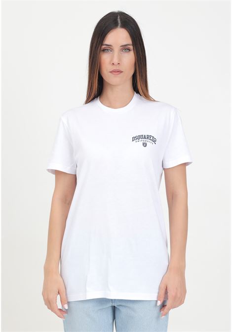 T-shirt a manica corta bianca per donna e bambina con stampa logo DSQUARED | DQ2470D004GDQ100