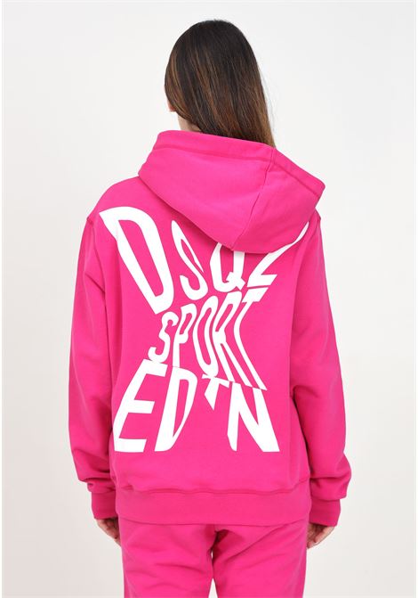Fuchsia hooded sweatshirt for women and girls characterized by maxi Sport Edtn.09 logo print DSQUARED | DQ2526D003GDQ313