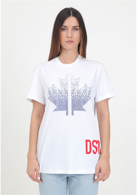 T-shirt a manica corta bianca per donna e bambina con stampa logo DSQUARED | DQ2537D004GDQ100