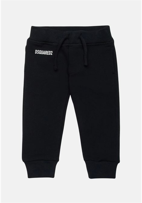 Pantalone nero da neonato con stampa logo DSQUARED | DQ2547D003GDQ900