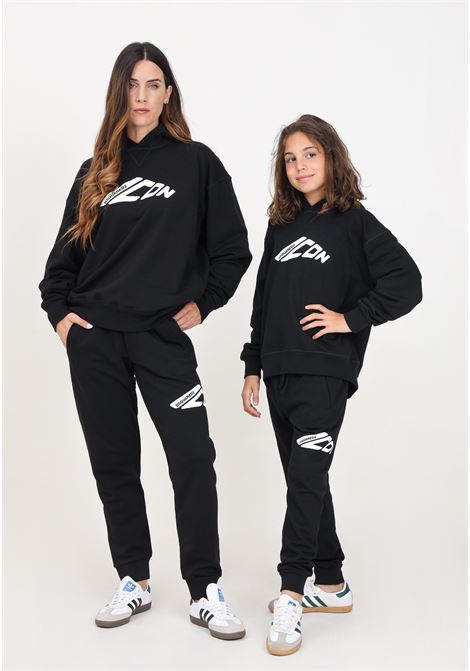 Pantalone sportivo nero per donna e bambina con stampa Icon DSQUARED | DQ2662D003GDQ900