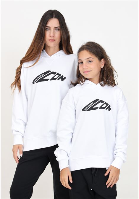 White hoodie for women and girls with Icon print DSQUARED | DQ2664D003GDQ100