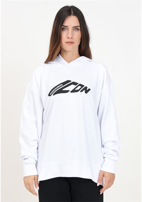 White hoodie for women and girls with Icon print DSQUARED | DQ2664D003GDQ100