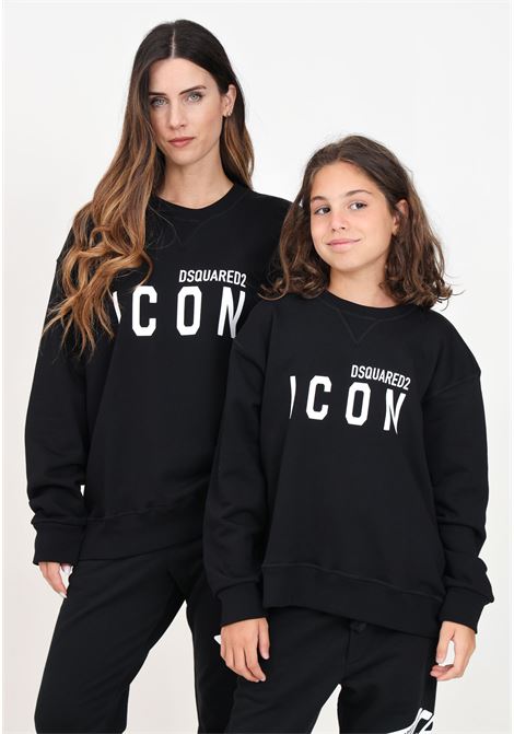 Black crewneck sweatshirt for women and girls with logo print DSQUARED | DQ2667D0094DQ900