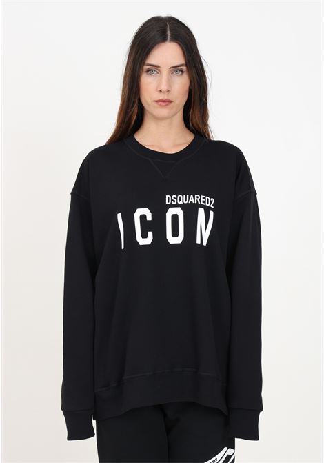 Black crewneck sweatshirt for women and girls with logo print DSQUARED | DQ2667D0094DQ900