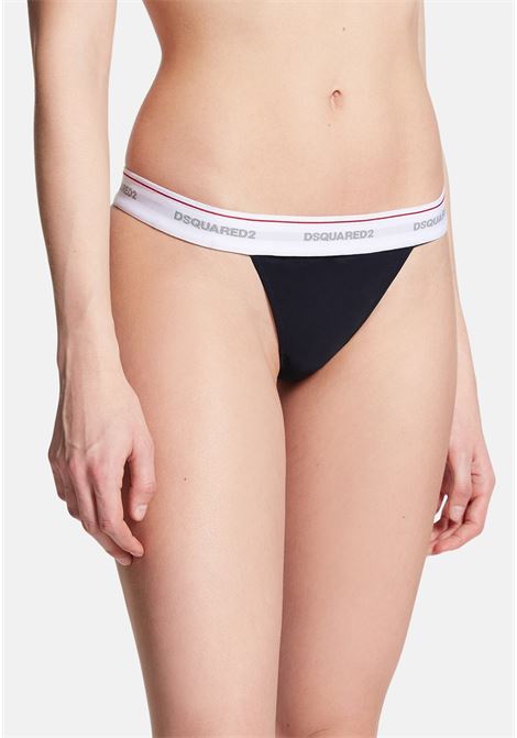 Black women's thong briefs with logoed elastic band DSQUARED2 | D8L205550010