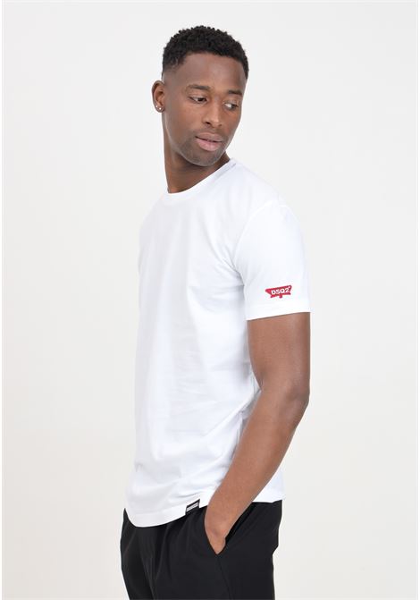 White men's t-shirt with red logo patch DSQUARED2 | D9M204900100