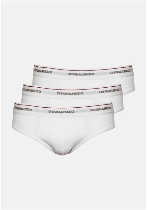 Set of three white men's briefs with logo band DSQUARED2 | DCX610040100