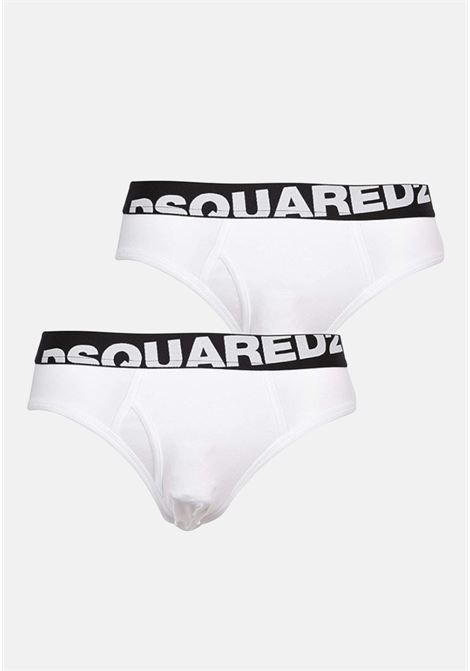 Set of two white men's briefs with logoed elastic band DSQUARED2 | DCX67003100