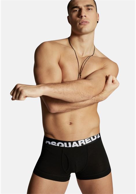Black boxer shorts in a pack of 2 with logo elastic for men DSQUARED2 | DCXC9003001