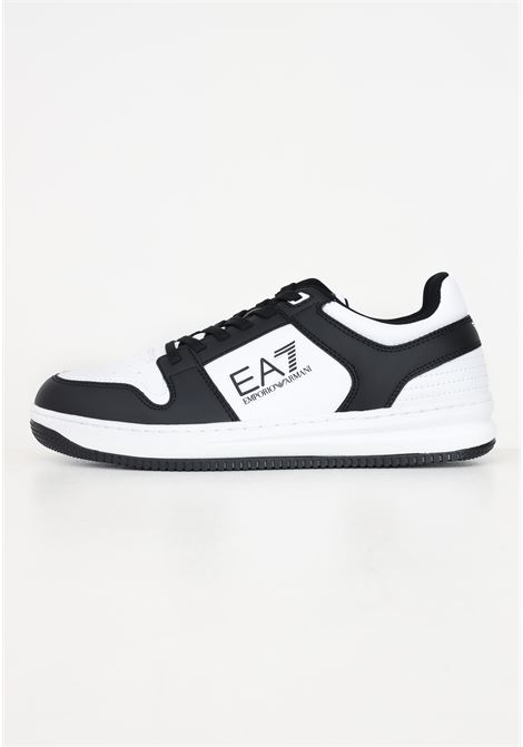 Sneakers bianche e nere da uomo con stampa logo EA7 | X8X189XK404N181