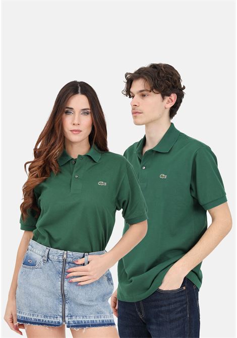 Dark green polo shirt for men and women with logo patch LACOSTE | 1212132
