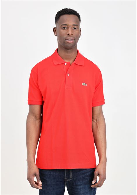 Red polo shirt for men and women with crocodile logo patch LACOSTE | 1212F8M