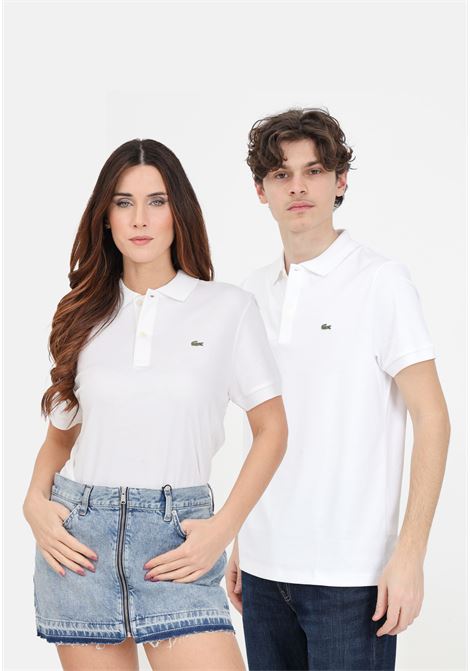 Men's and women's white polo shirt with crocodile logo patch LACOSTE | DH2050001