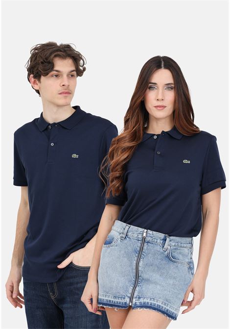 Men's and women's blue polo shirt with crocodile logo patch LACOSTE | DH2050166