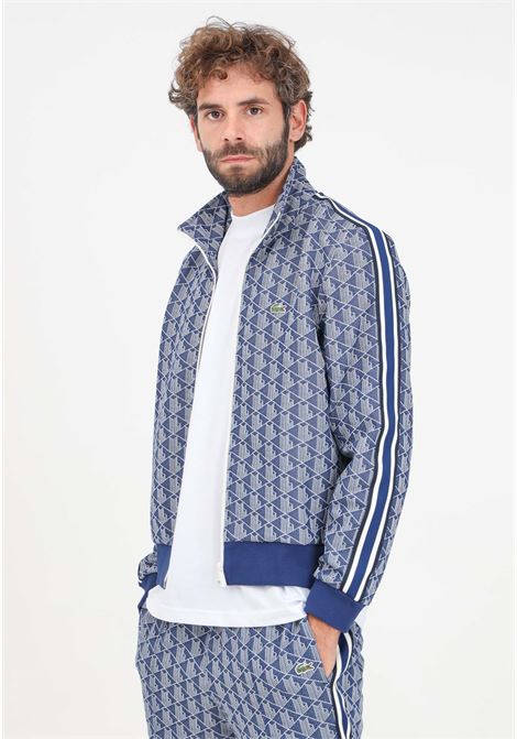 Felpa con zip monogramma Parigi blu da uomo LACOSTE | SH1368QIE