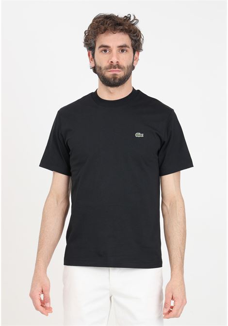 Black men's and women's t-shirt with crocodile logo patch LACOSTE | TH7318031