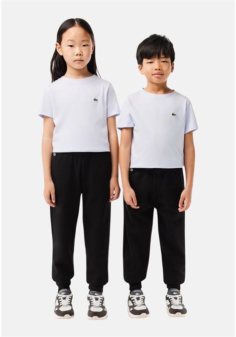 Pantalone sportivo nero per bambino e bambina rifinito da ricamo coccodrillo LACOSTE | XJ9728031