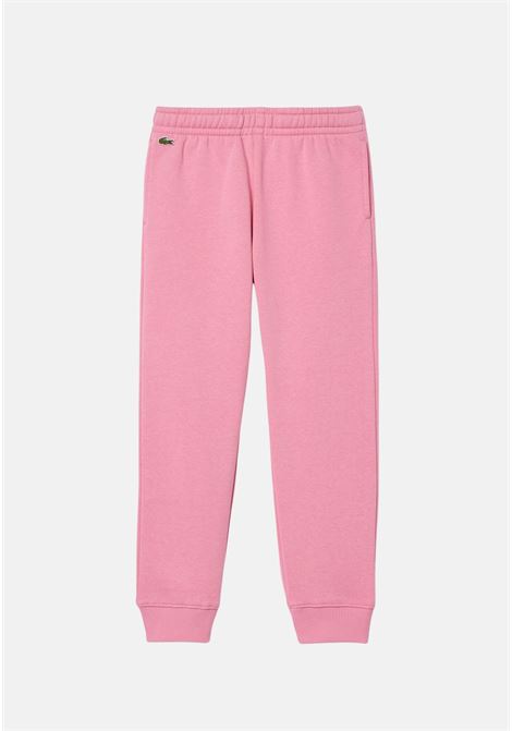 Pantalone sportivo rosa per bambino e bambina rifinito da ricamo coccodrillo LACOSTE | XJ97282R3