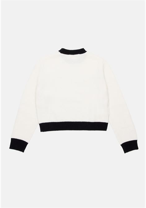 Maglione girocollo panna in misto lana-cashmere colorblock per donna e bambina MARNI | M00993M00ML0M111